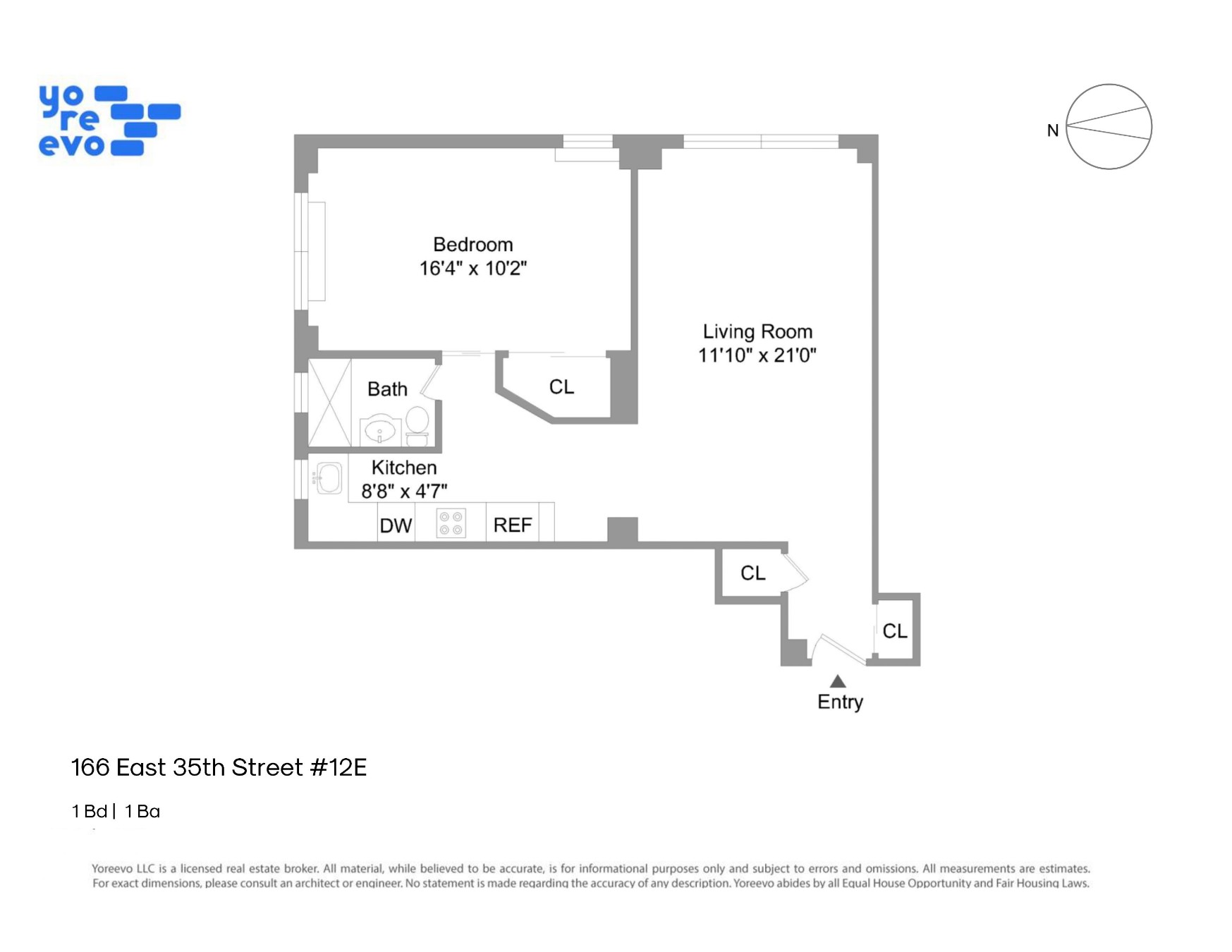 Floorplan for 166 East 35th Street, 12E