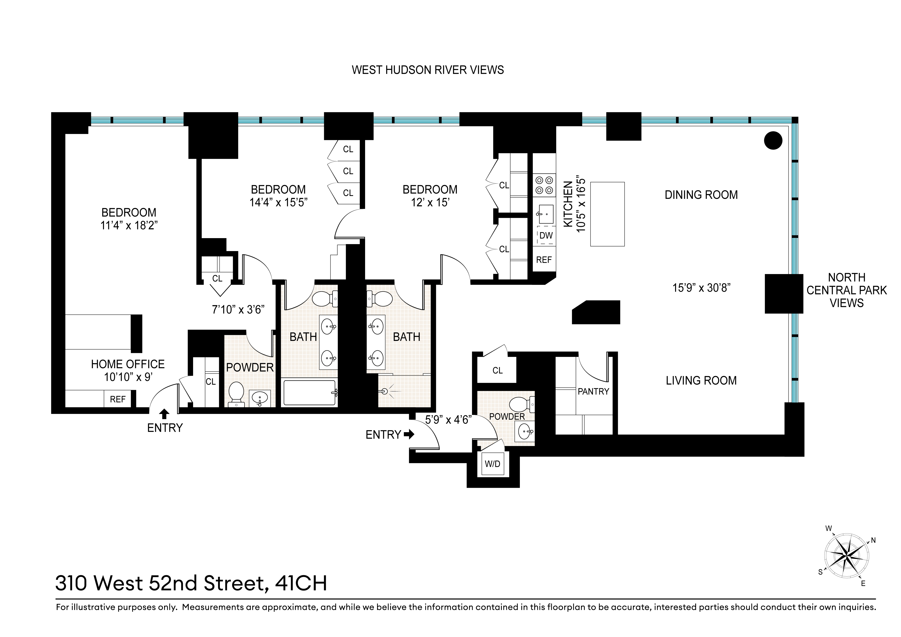 Floorplan for 310 West 52nd Street, 41CH