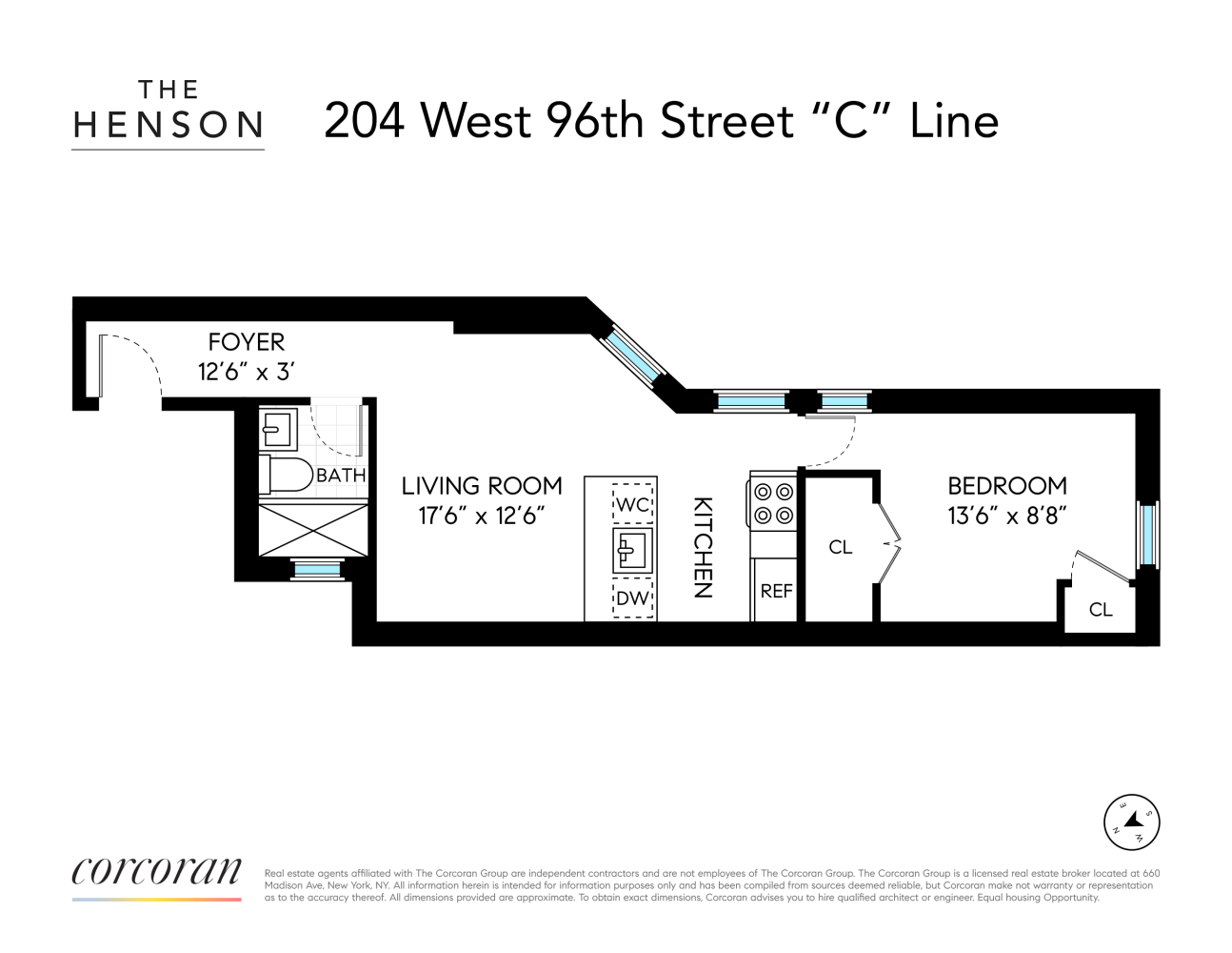 Floorplan for 204 West 96th Street, 1C