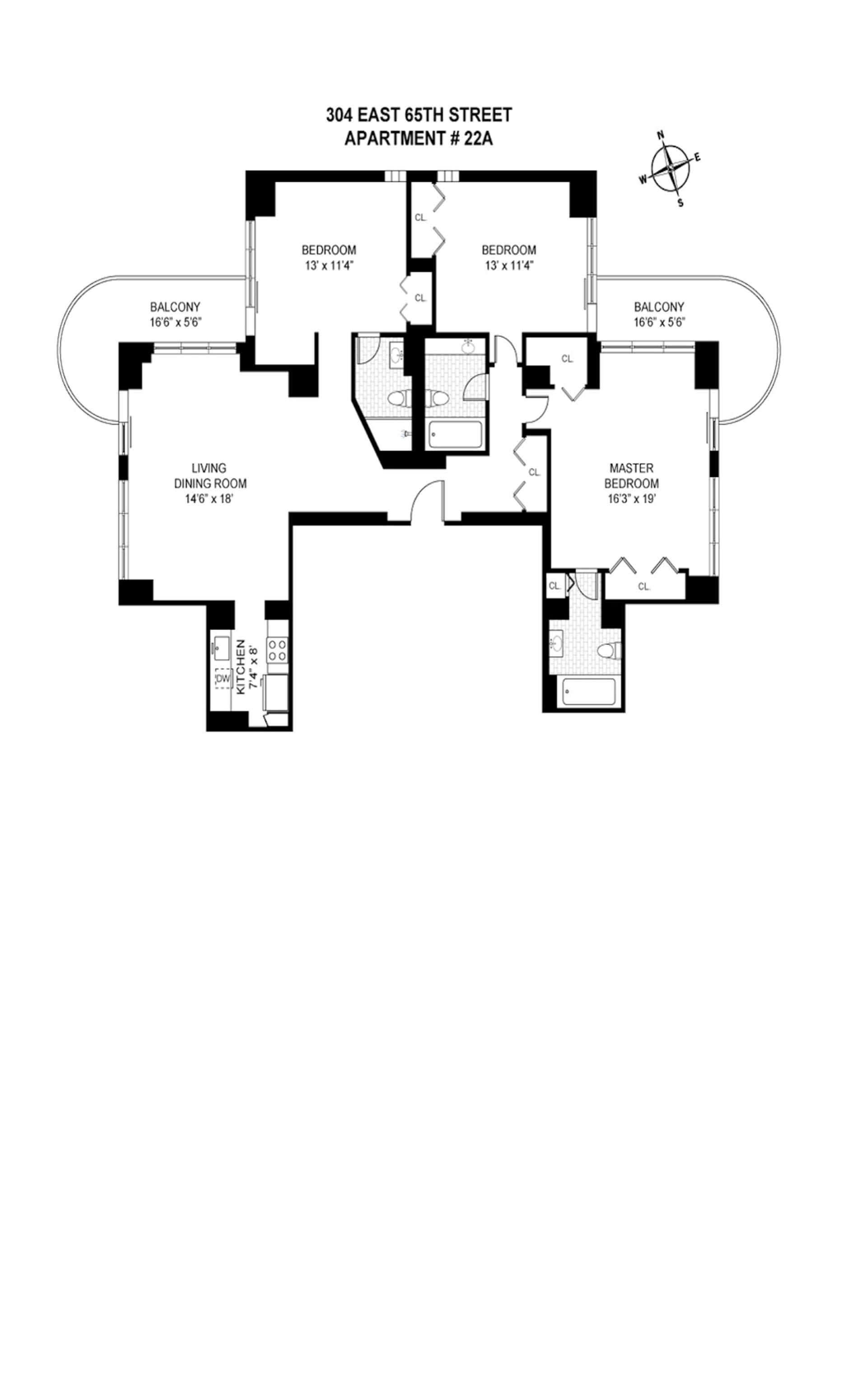 Floorplan for 304 East 65th Street, 22A