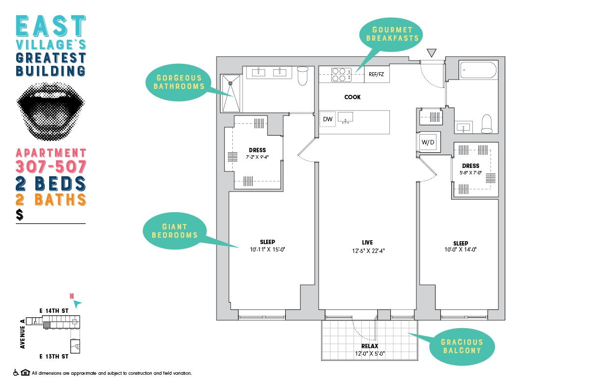 Floorplan for 510 East 14th Street, 307