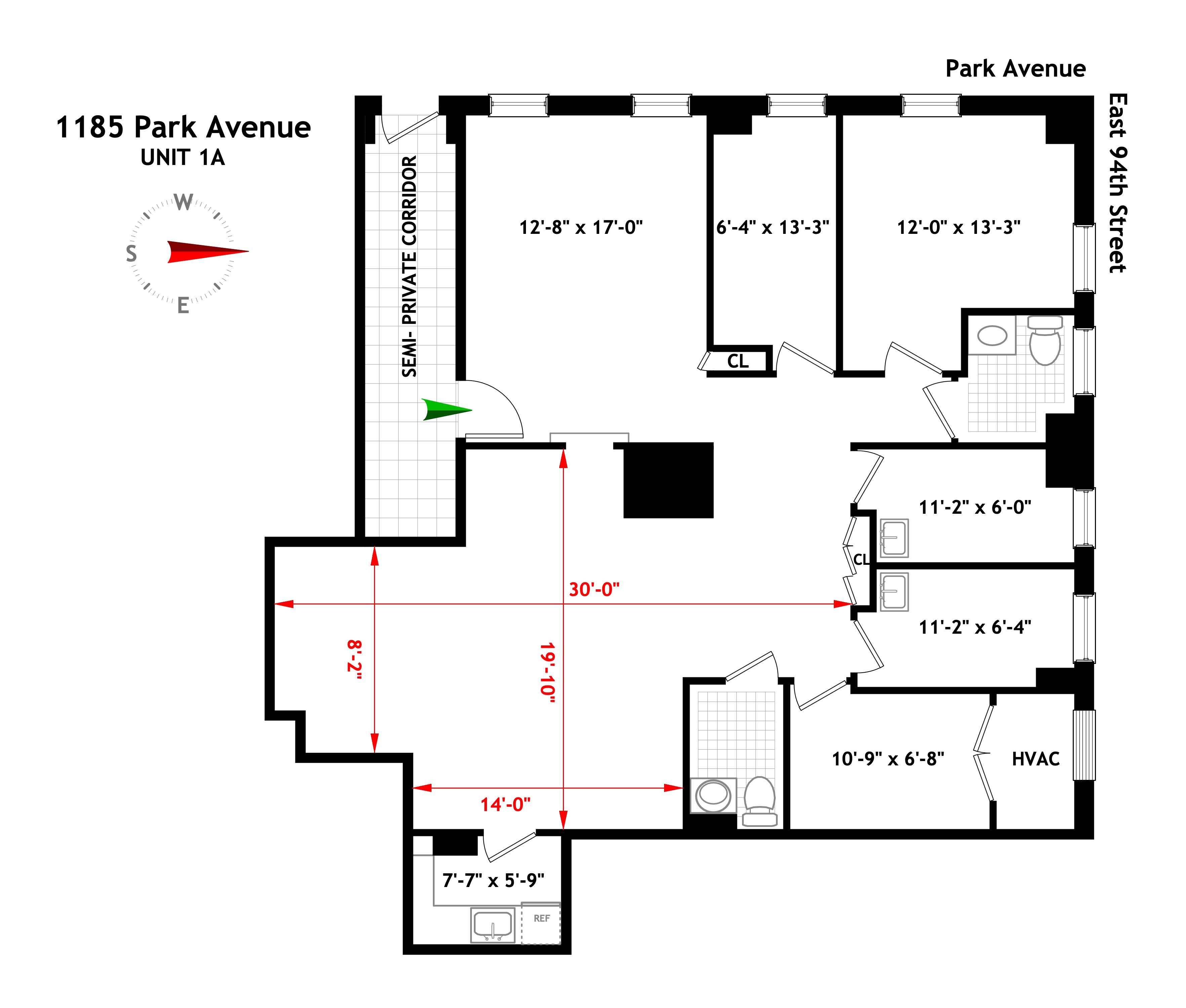 Floorplan for 1185 Park Avenue, 1A