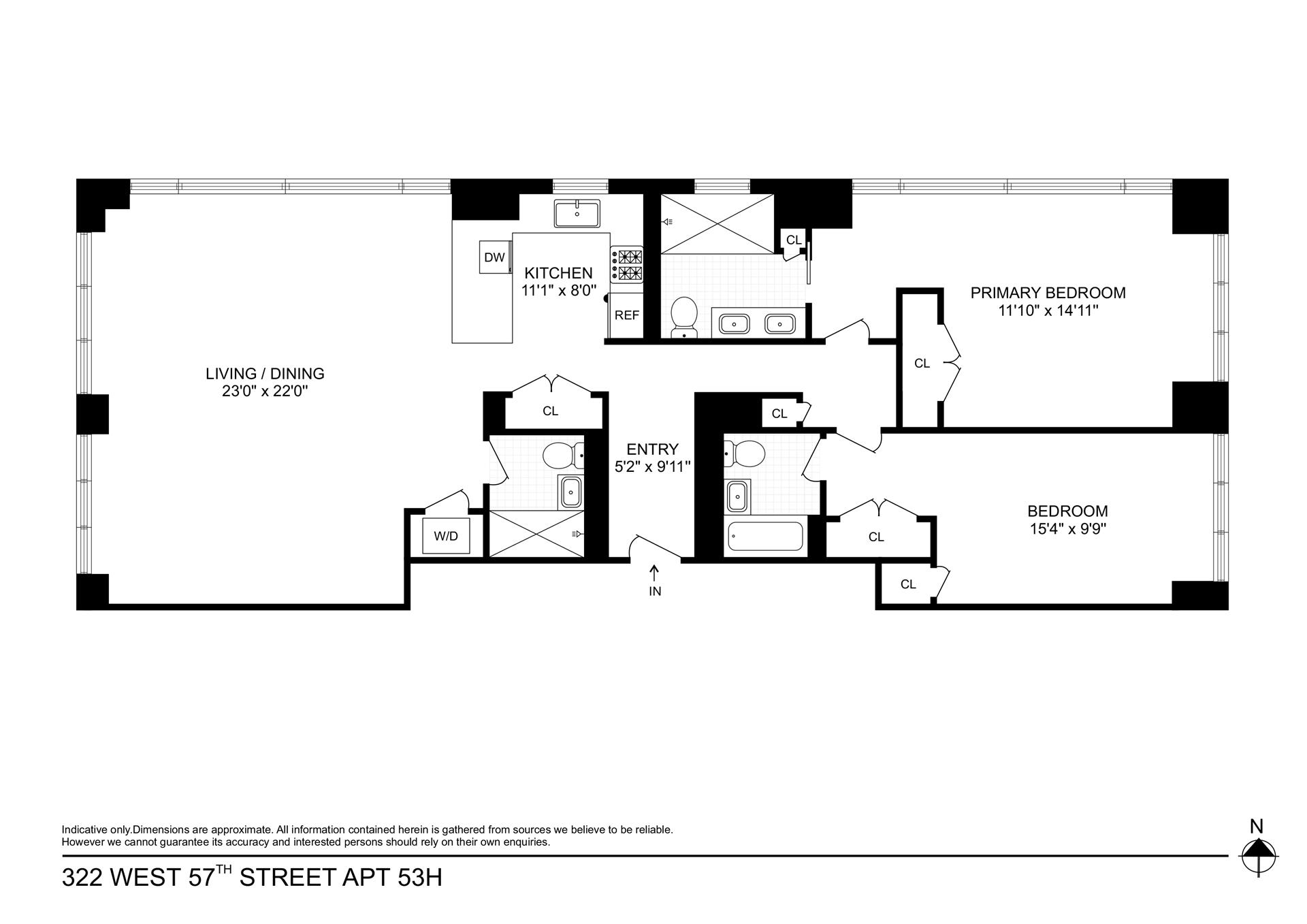 Floorplan for 322 West 57th Street, 53H