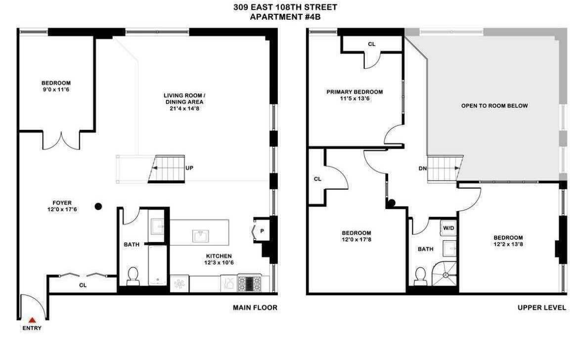 Floorplan for 309 East 108th Street, 4B