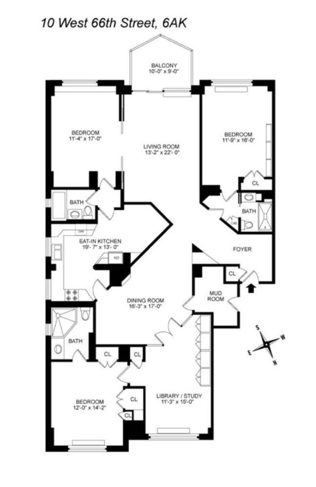 Floorplan for 10 West 66th Street, 6A