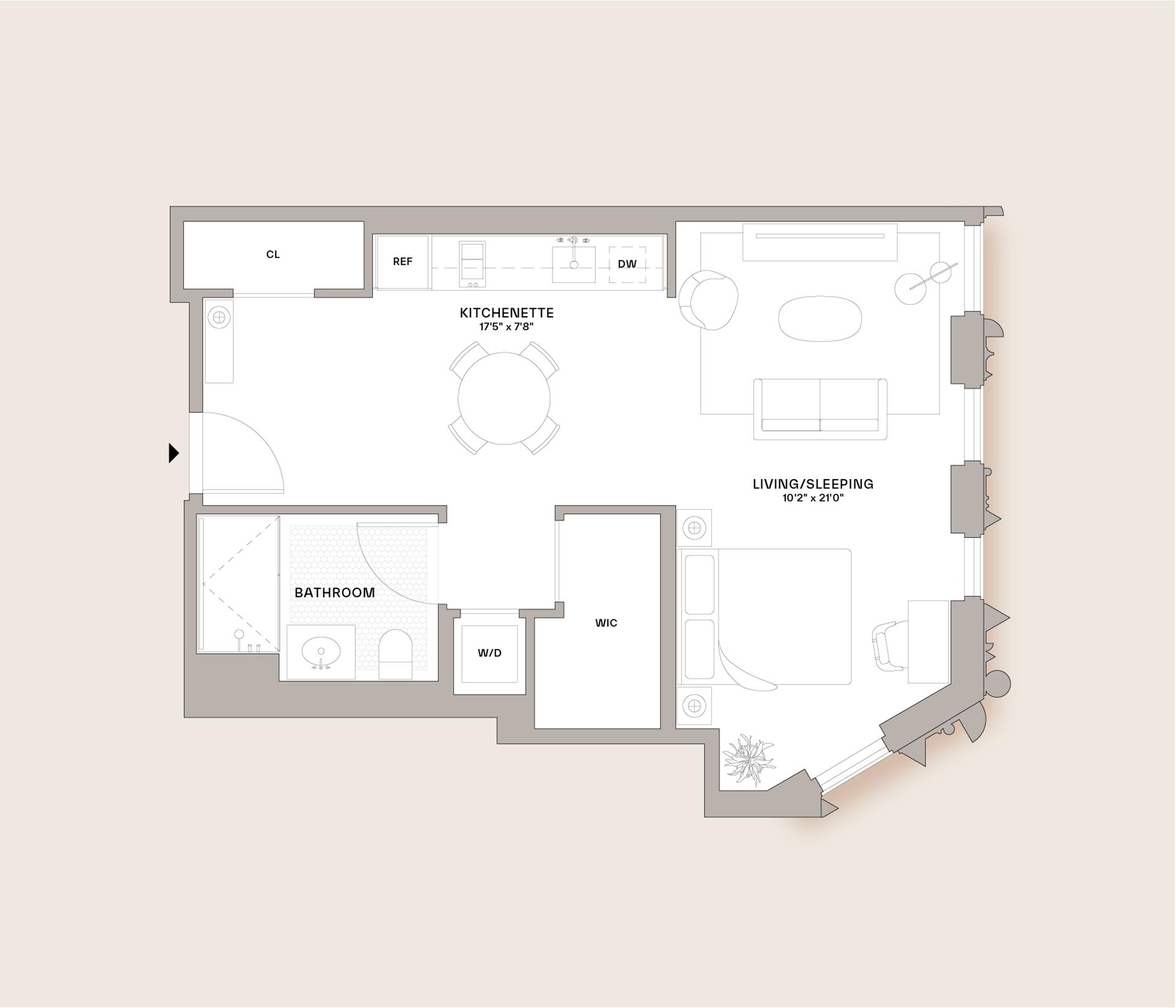 Floorplan for 55 Fleet Street, 16H