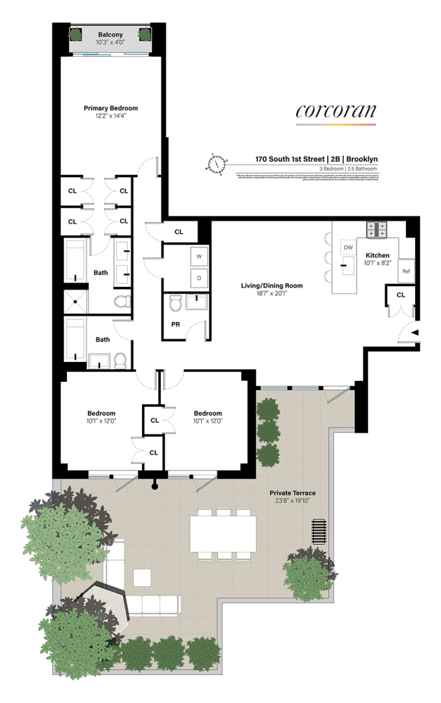 Floorplan for 170 South 1st Street, 2B