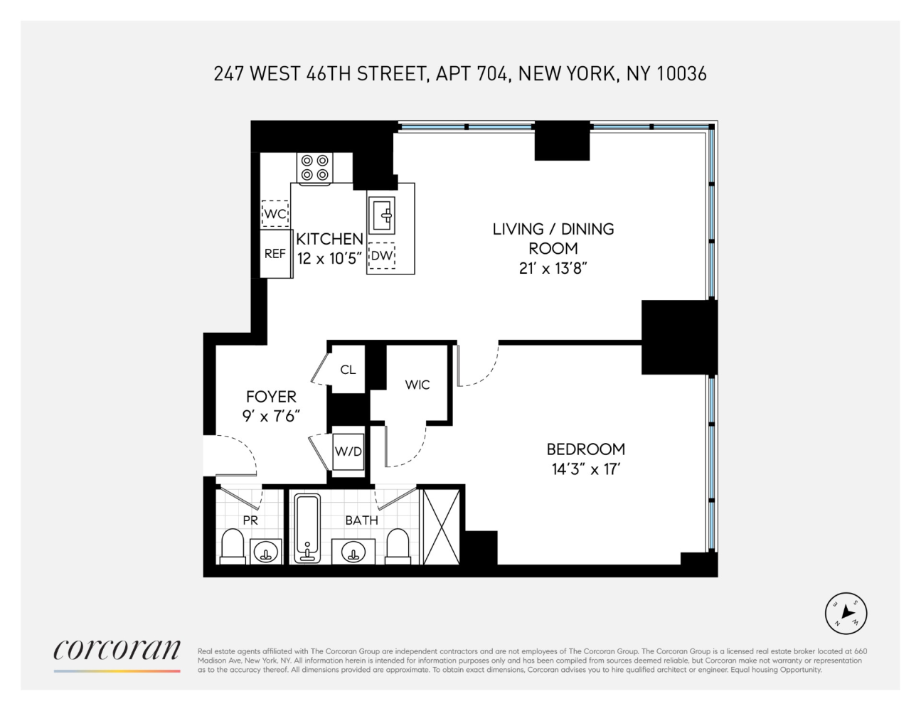 Floorplan for 247 West 46th Street, 704