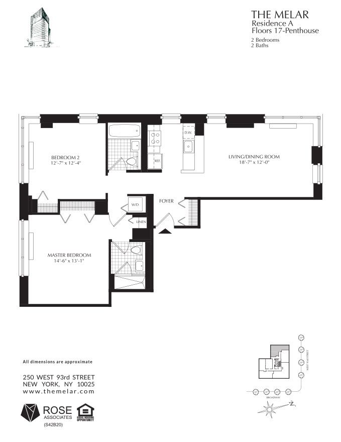 Floorplan for 250 West 93rd Street, 18-A