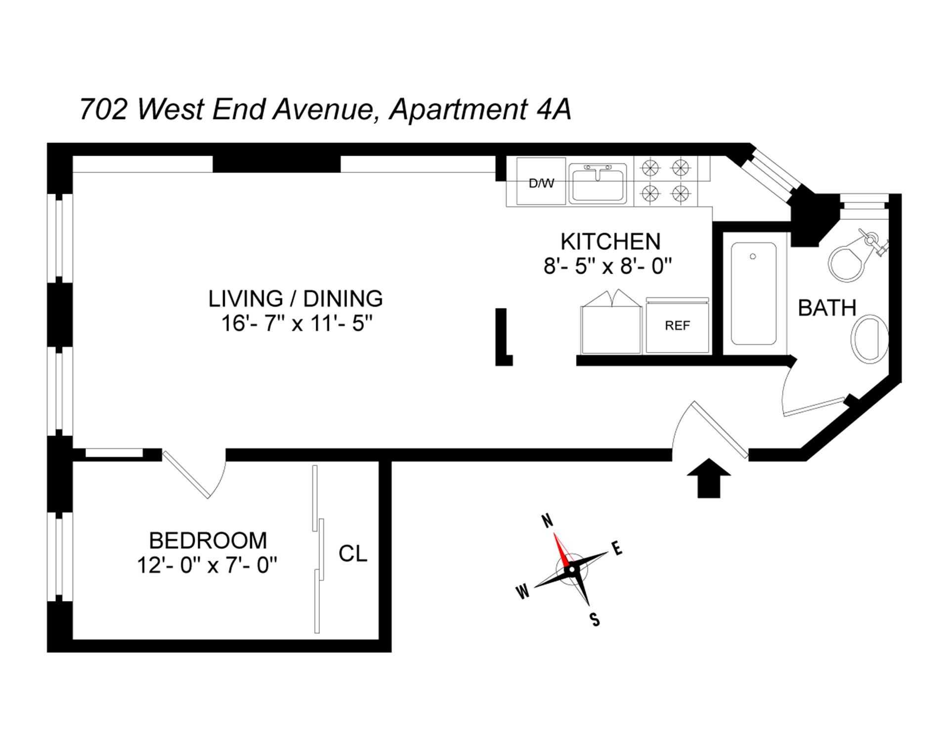 Floorplan for 702 West End Avenue, 4A