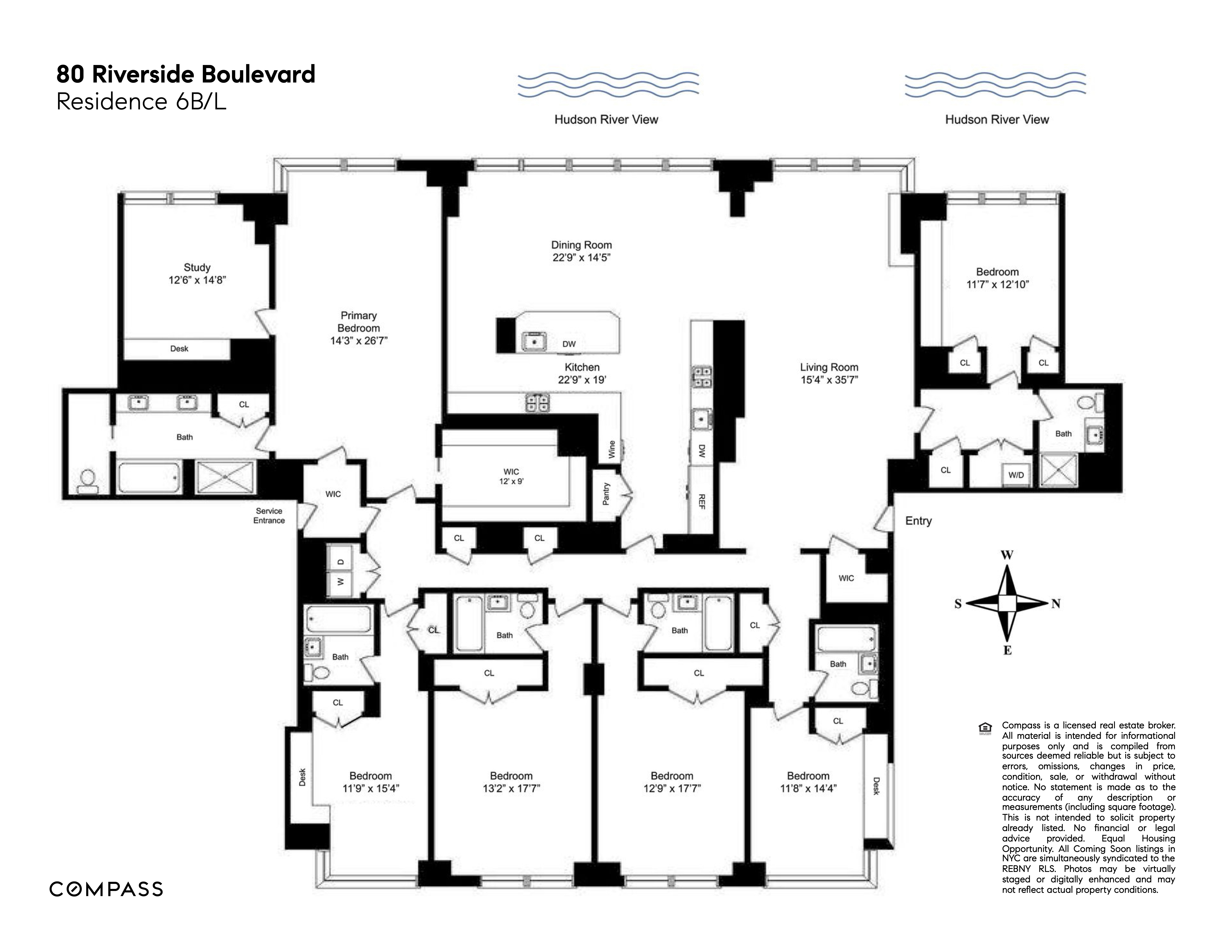 Floorplan for 80 Riverside Boulevard, 6B/L