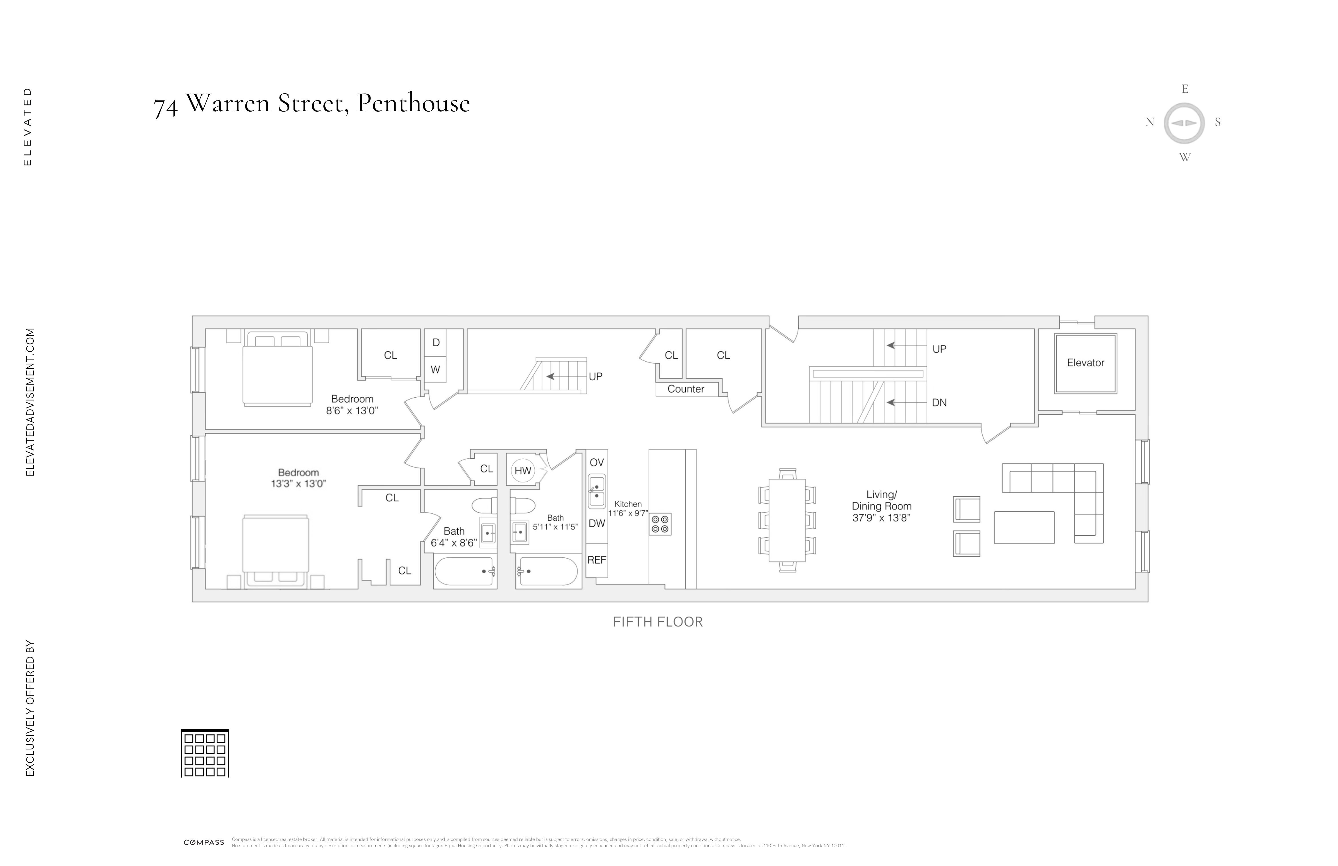 Floorplan for 74 Warren Street, PH