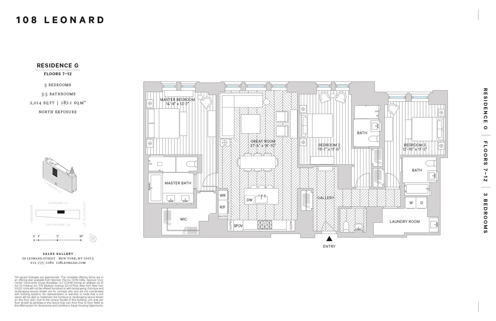 Floorplan for 108 Leonard Street, 8G