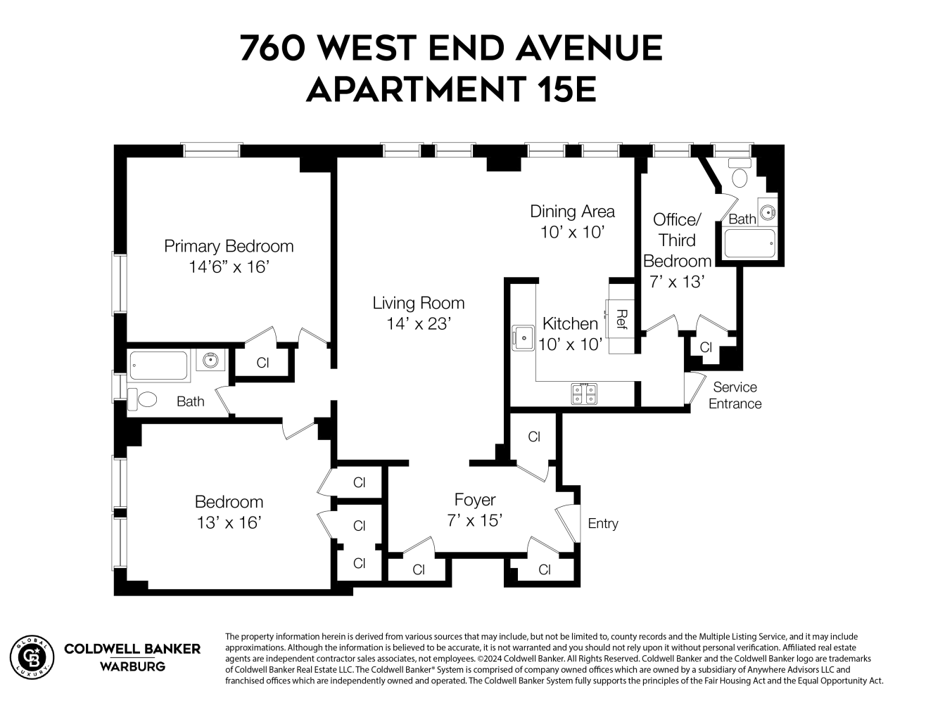 Floorplan for 760 West End Avenue, 15E