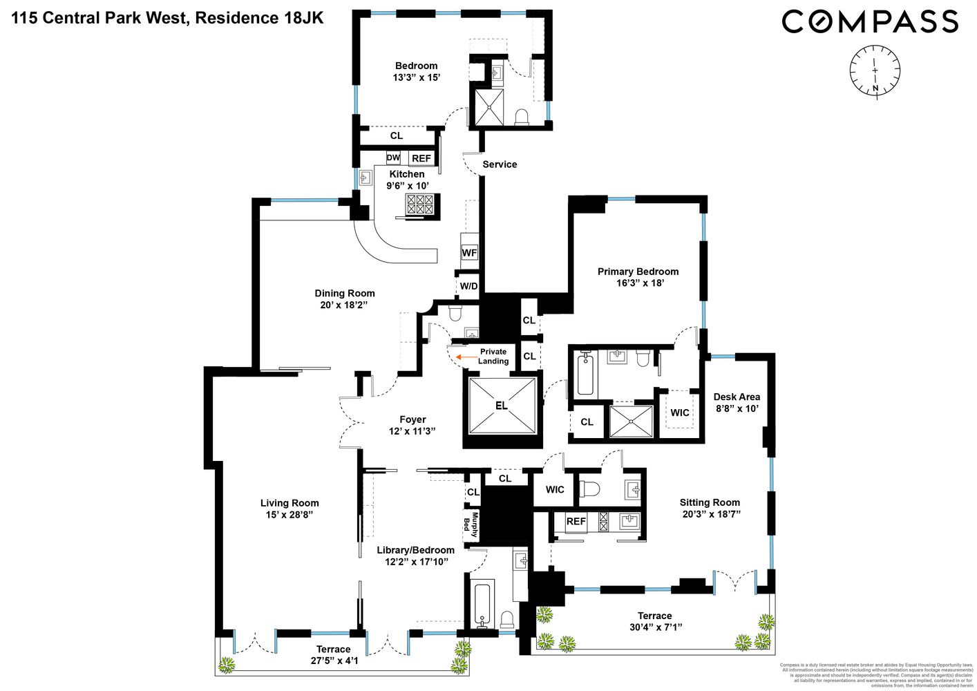 Floorplan for 115 Central Park, 18JK