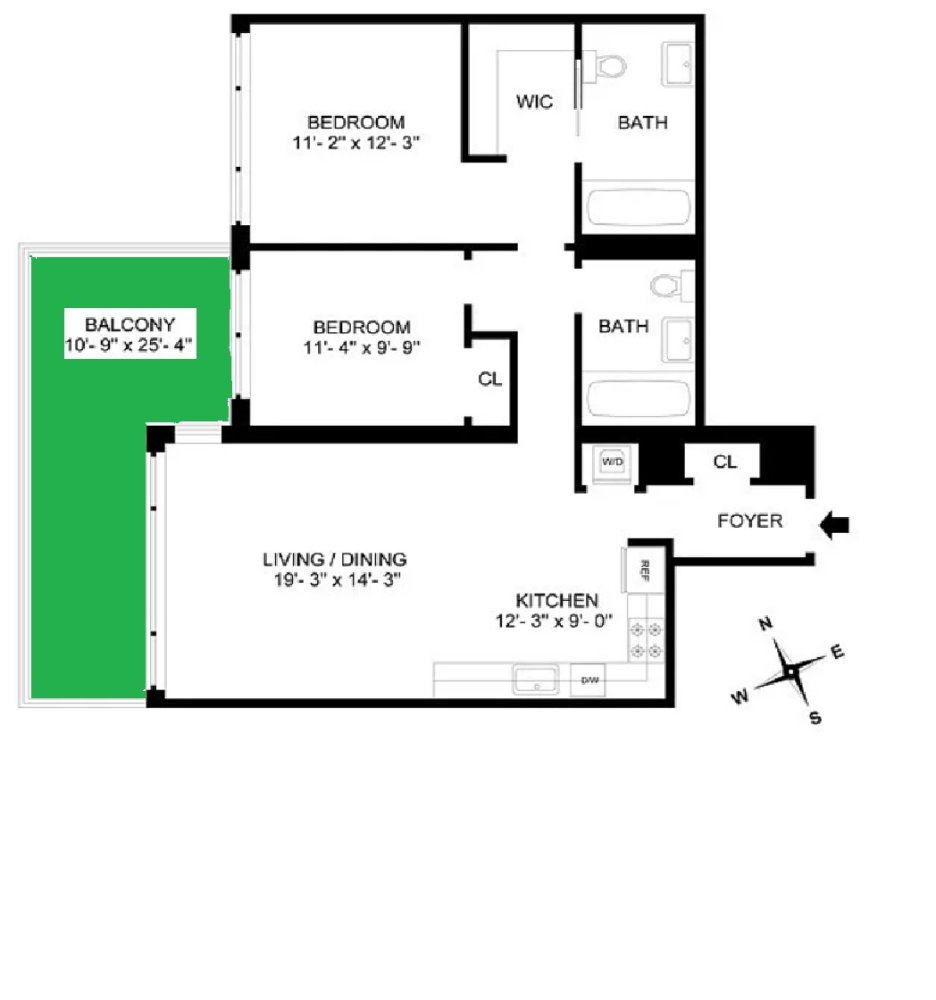 Floorplan for 144 North 8th Street, 6A