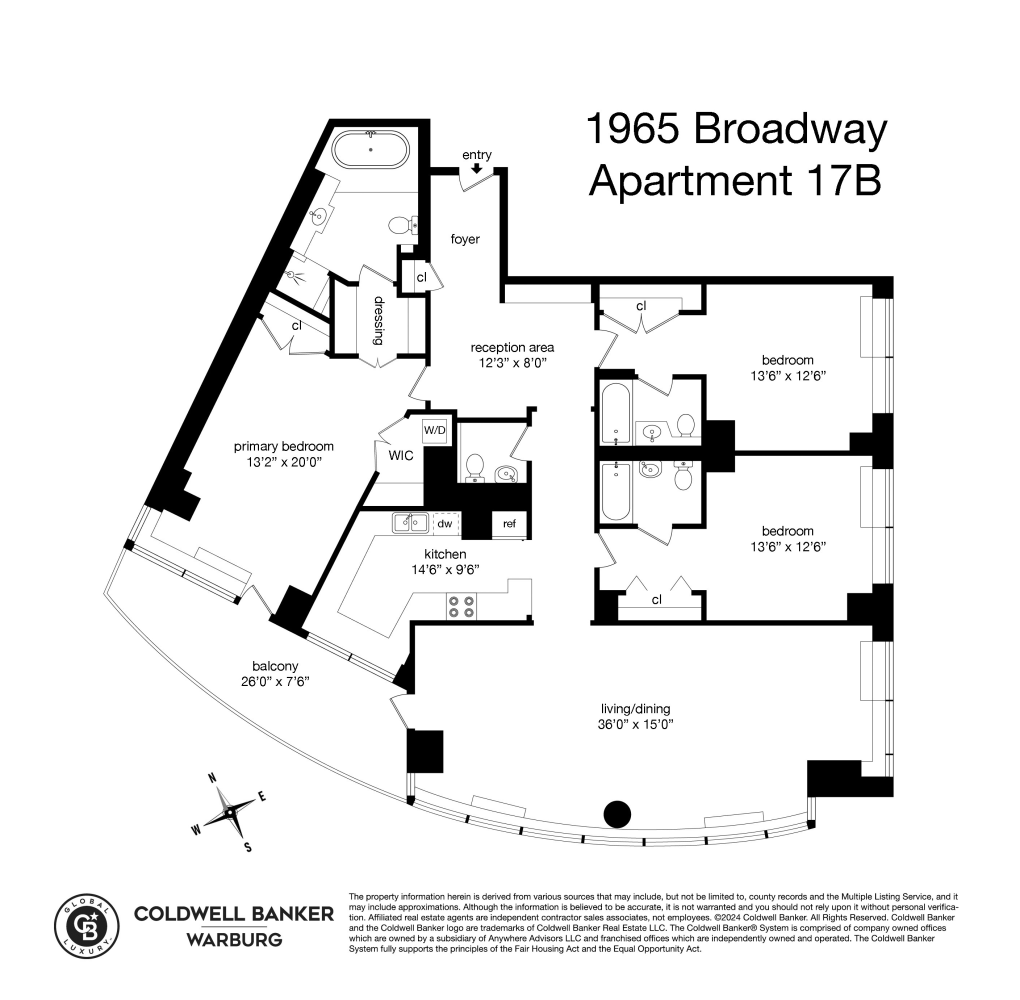 Floorplan for 1965 Broadway, 17B