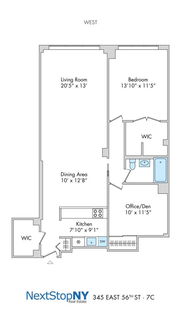 Floorplan for 345 East 56th Street, 7C