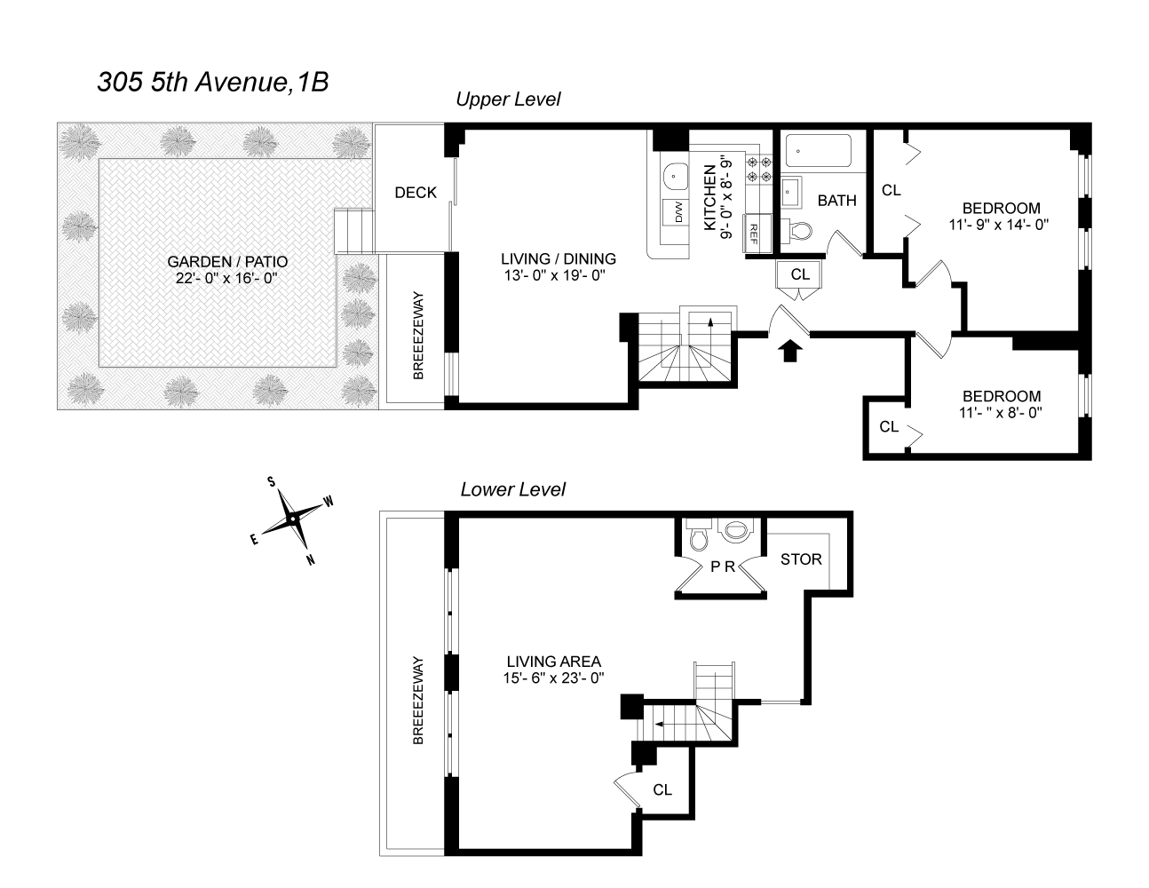 Floorplan for 305 5th Avenue, 1B