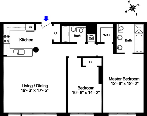 Floorplan for 545 West 110th Street, 2B