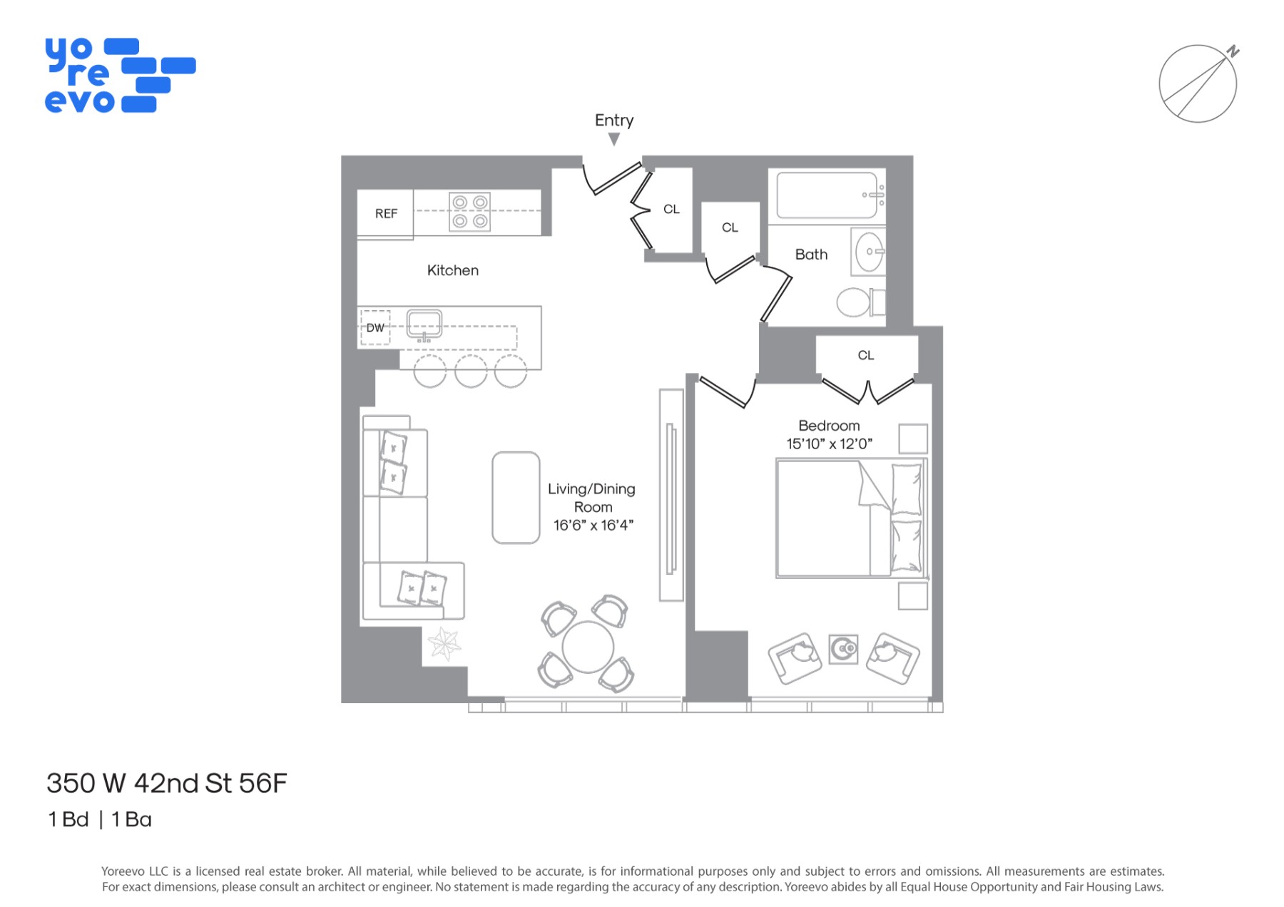 Floorplan for 350 West 42nd Street, 56F