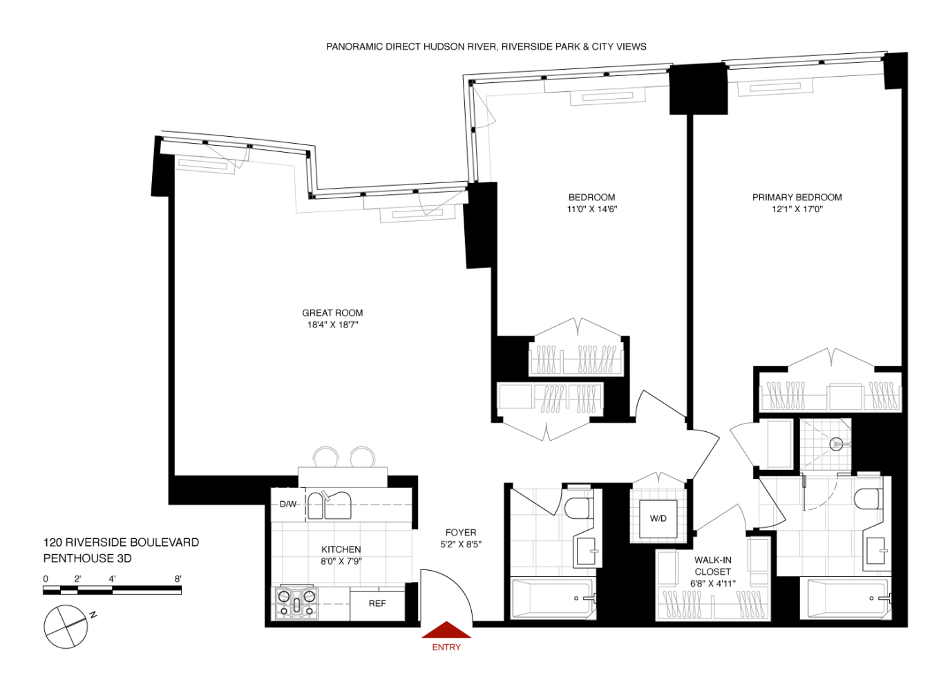 Floorplan for 120 Riverside Boulevard, PH3D