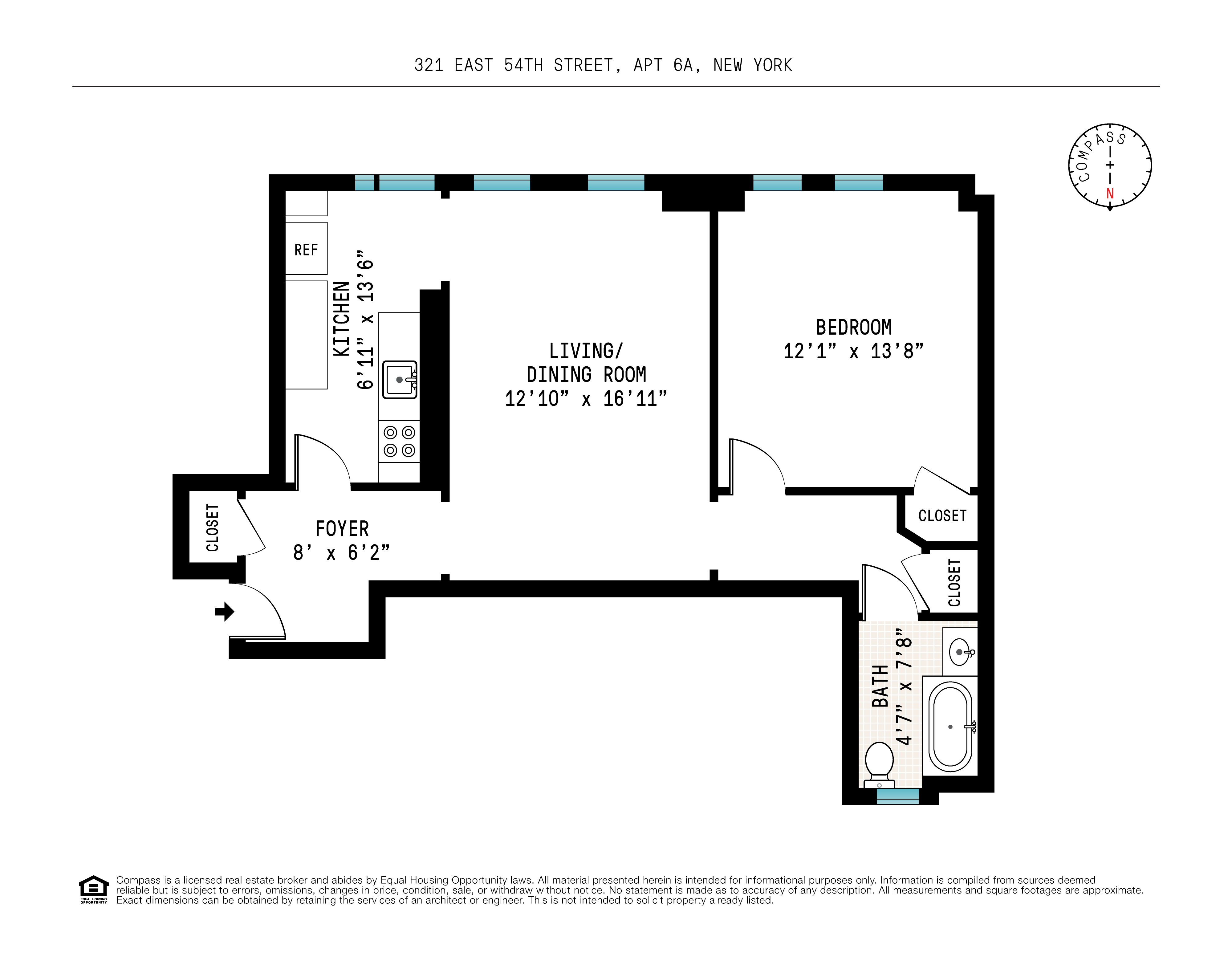 Floorplan for 321 East 54th Street, 6A