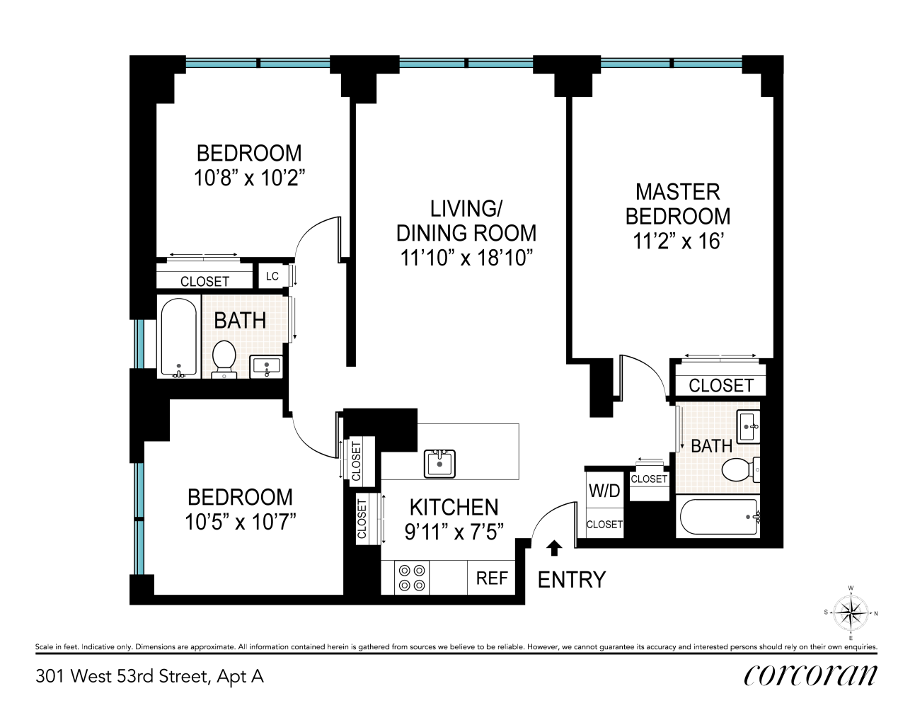 Floorplan for 301 West 53rd Street, 20A