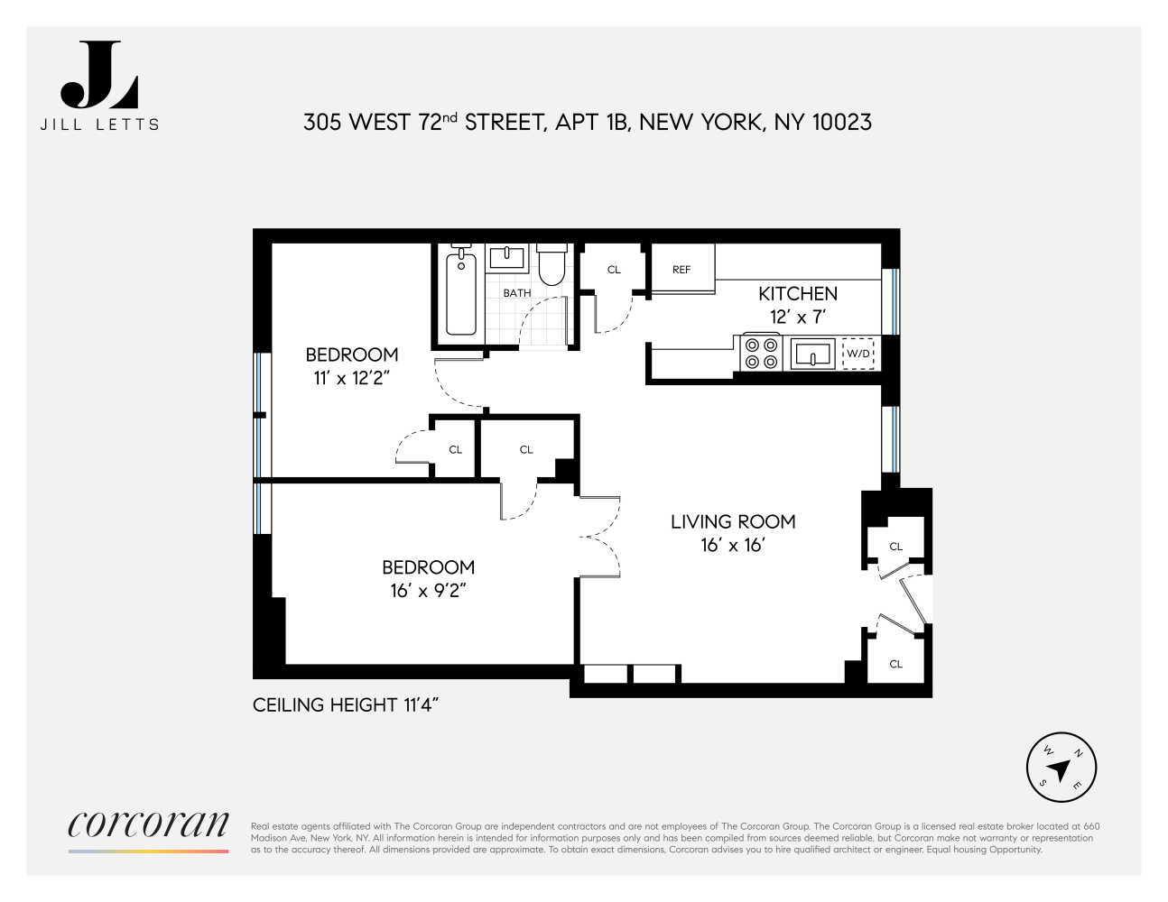 Floorplan for 305 West 72nd Street, 1B