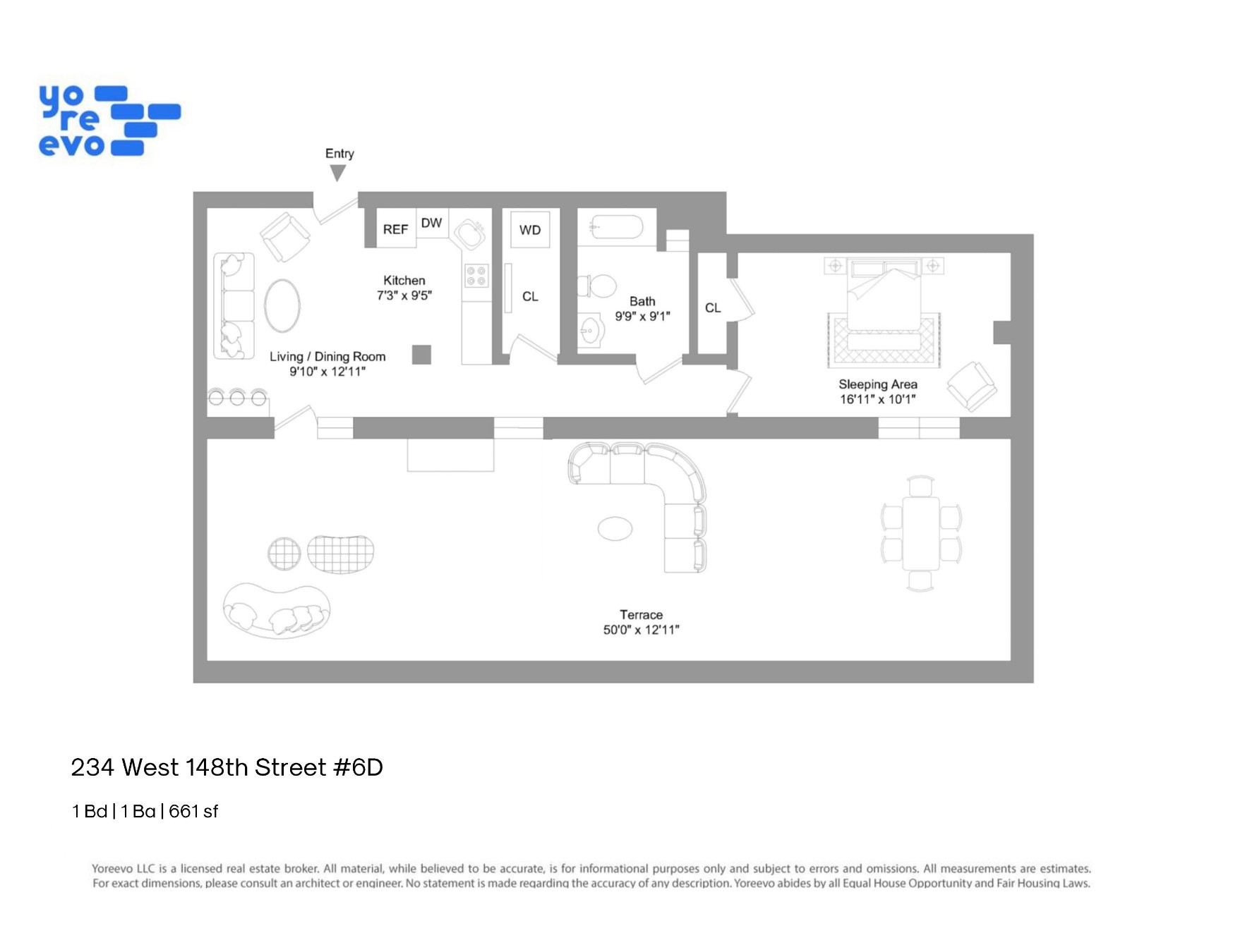 Floorplan for 234 West 148th Street, 6D