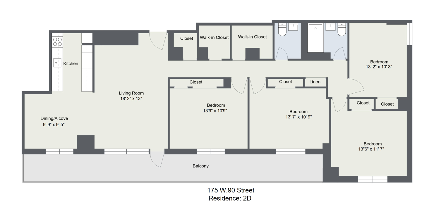 Floorplan for 175 West 90th Street, 2D