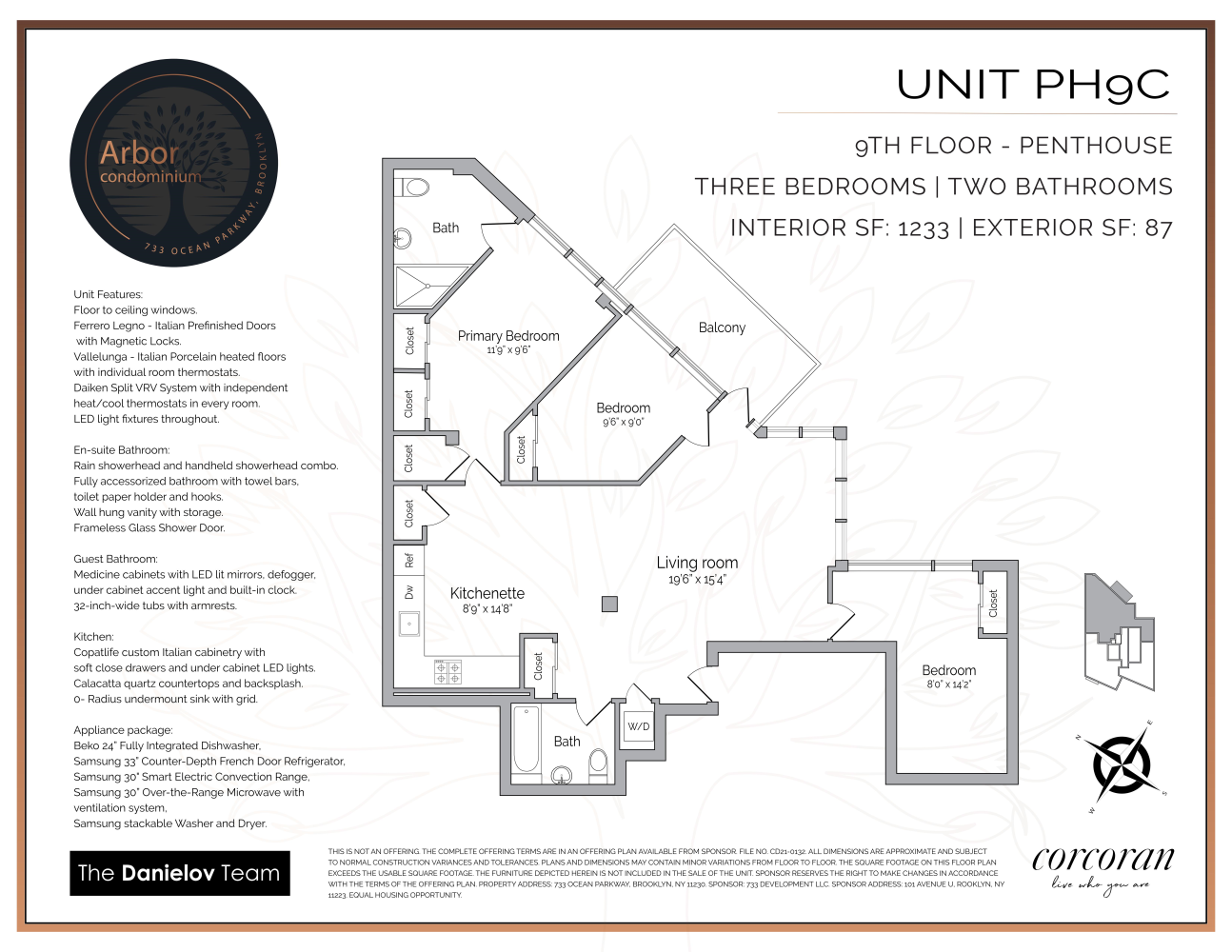 Floorplan for 733 Ocean Parkway, PH9C