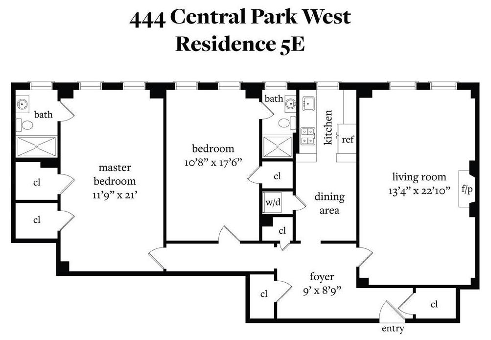 Floorplan for 444 Central Park, 5E