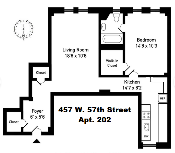 Floorplan for 457 West 57th Street, 202