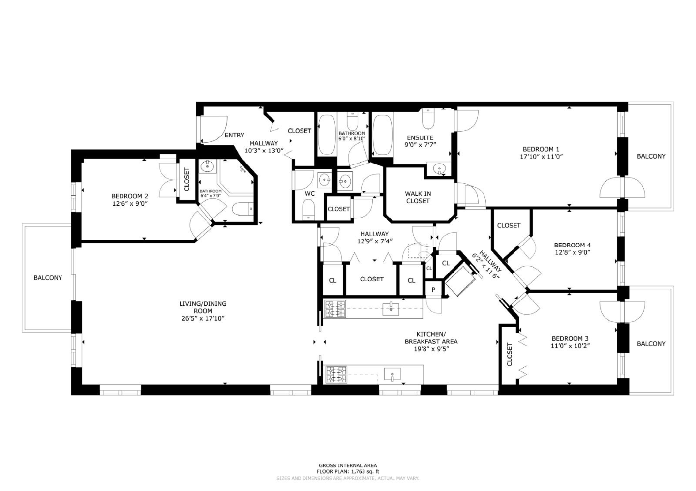 Floorplan for 1229 President Street, 4C