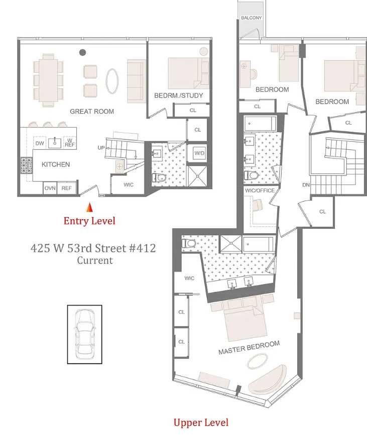 Floorplan for 425 West 53rd Street, 412