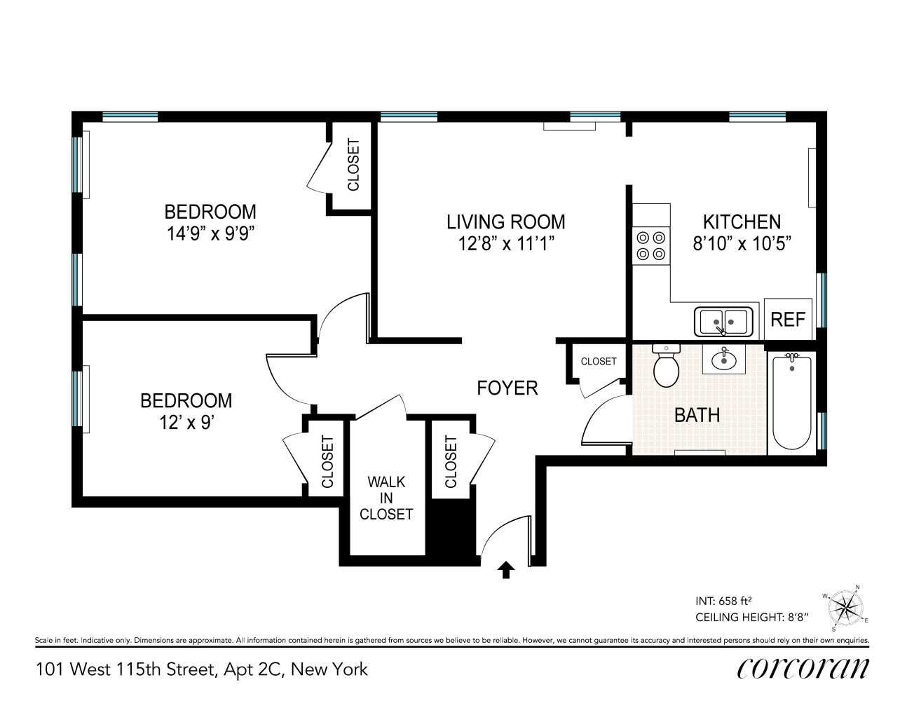 Floorplan for 101 West 115th Street, 2C