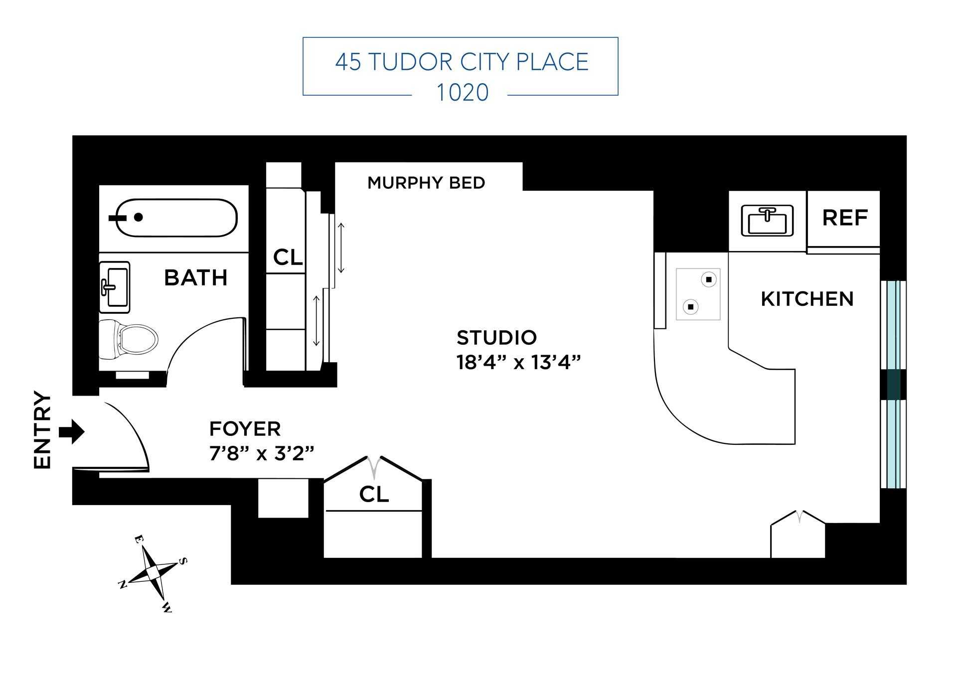 Floorplan for 45 Tudor City Place, 1020