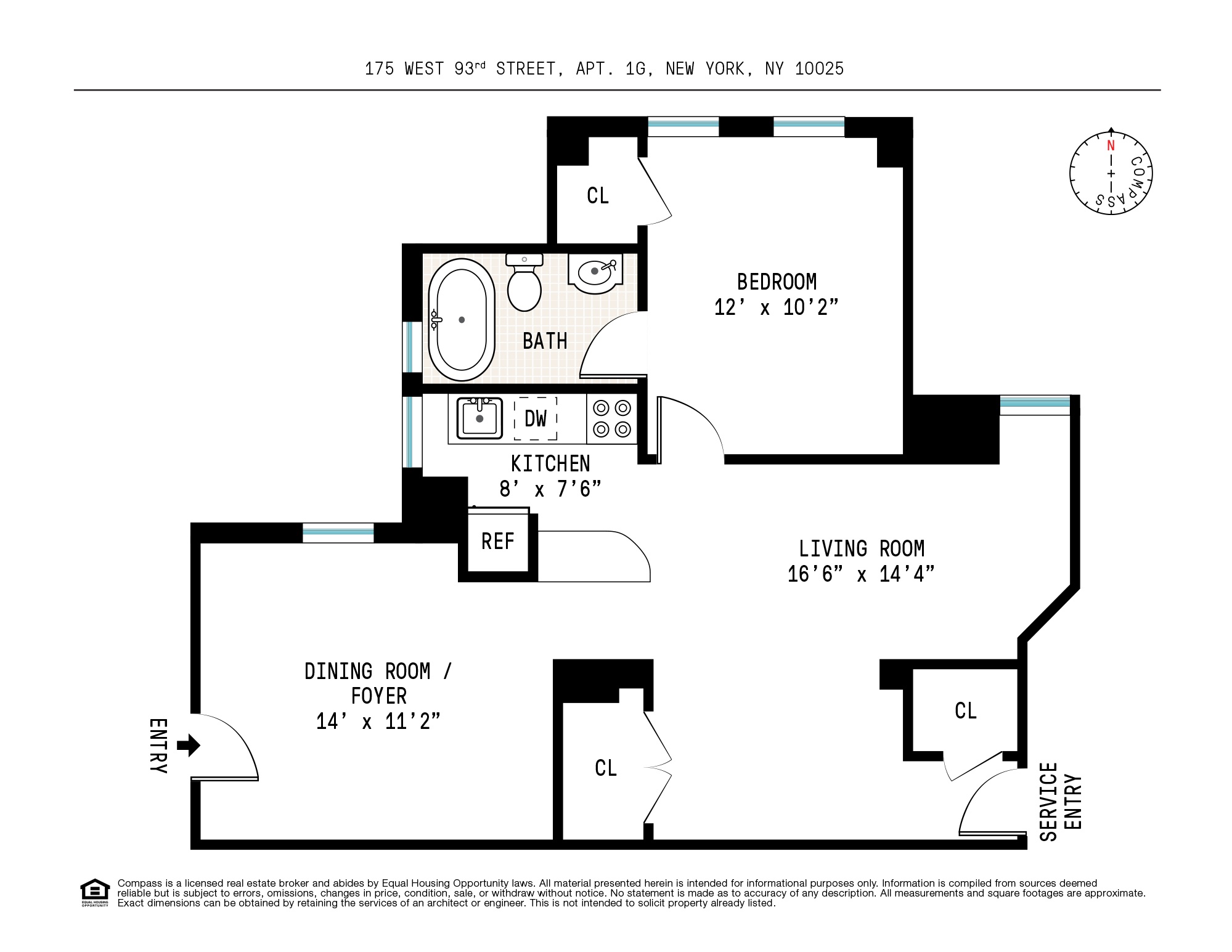 Floorplan for 175 West 93rd Street, 1G