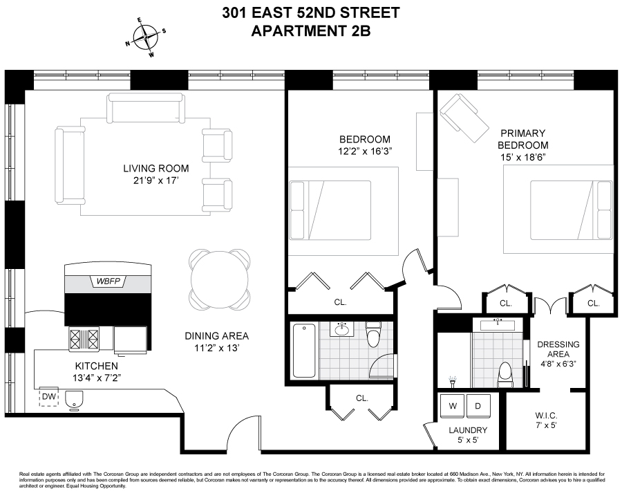 Floorplan for 301 East 52nd Street, 2B