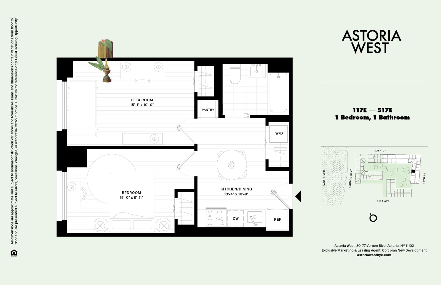 Floorplan for 30-77 Vernon Boulevard, 517E