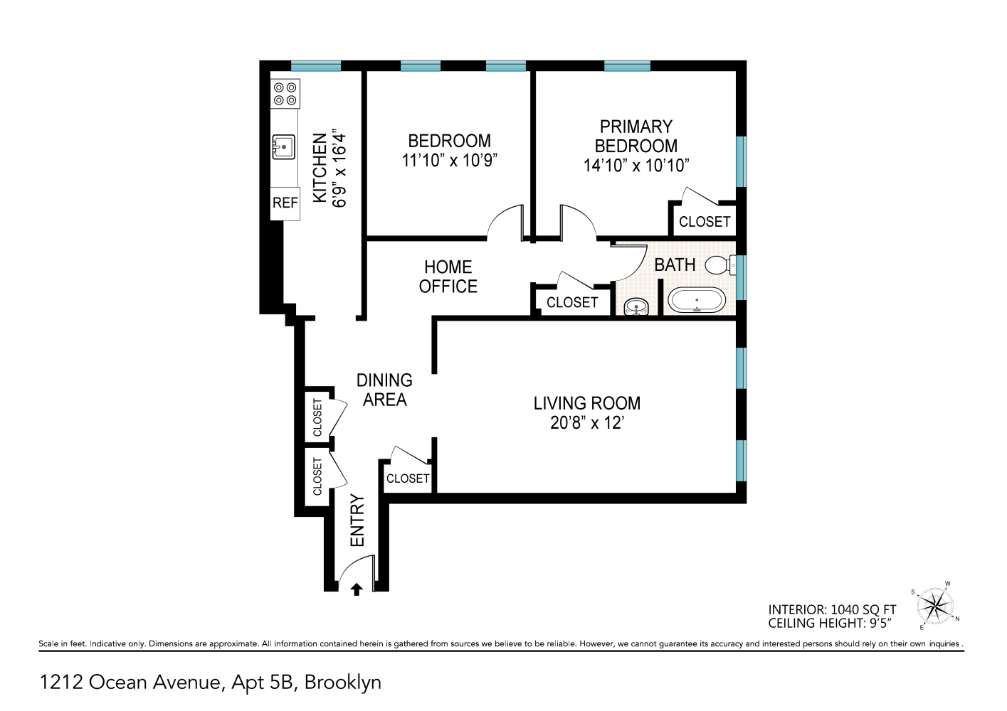 Floorplan for 1212 Ocean Avenue, 5B