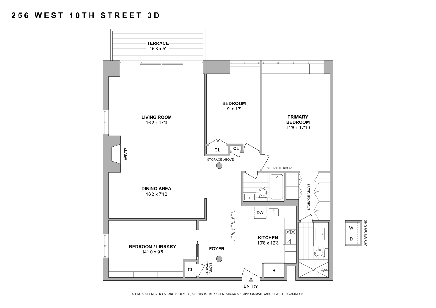 Floorplan for 256 West 10th Street, 3D