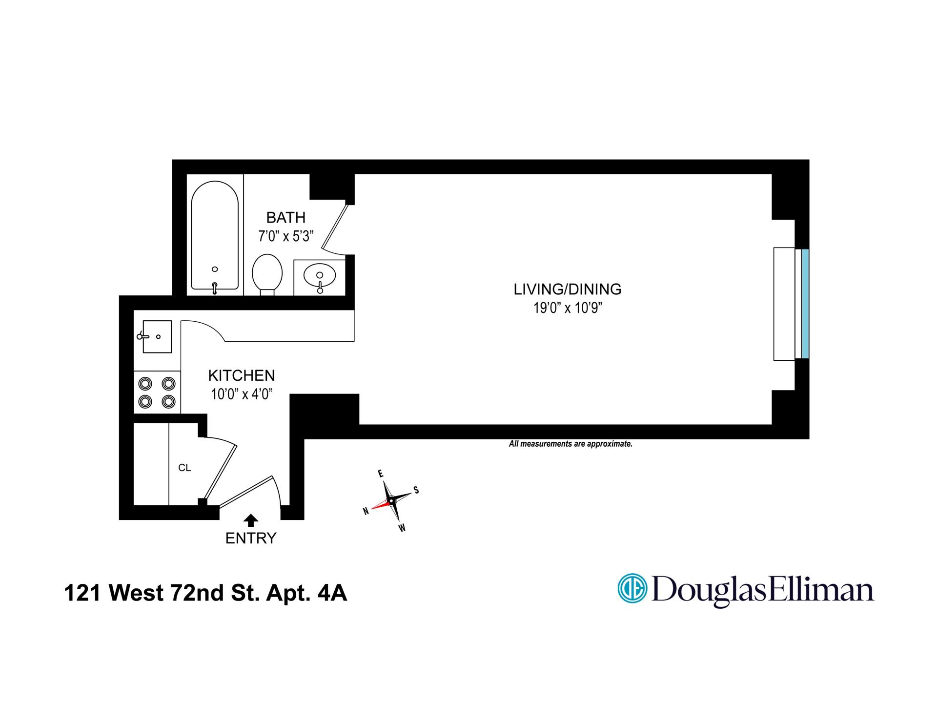 Floorplan for 121 West 72nd Street, 4A