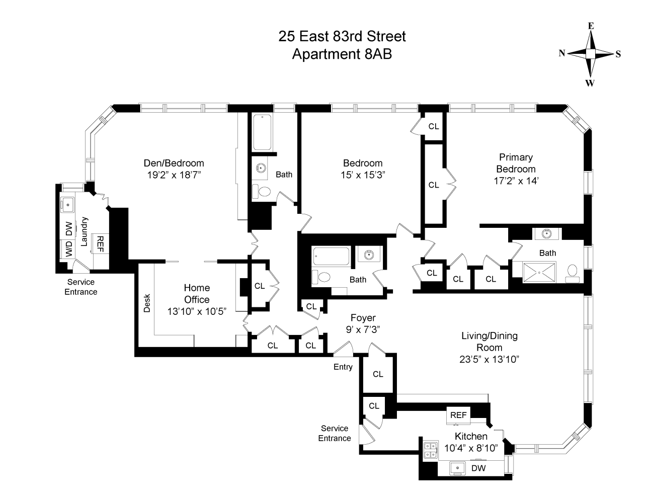 Floorplan for 25 East 83rd Street, 8AB