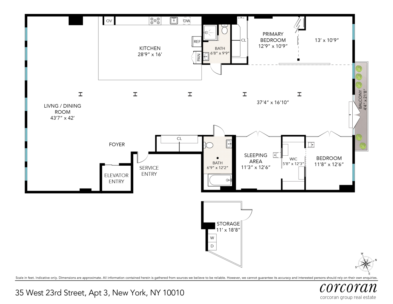 Floorplan for 35 West 23rd Street, 3