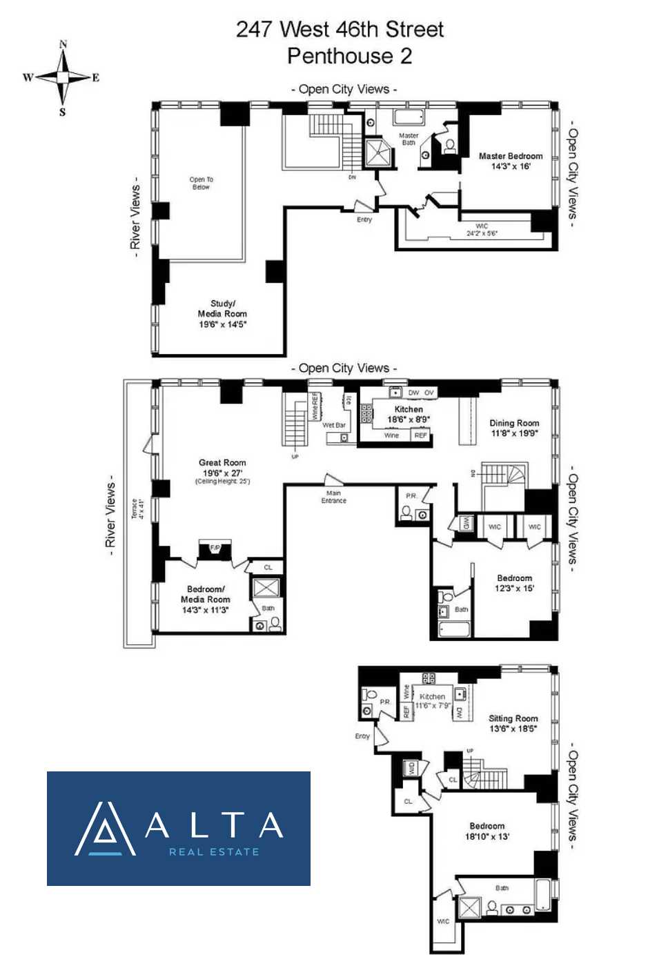 Floorplan for 247 West 46th Street, PH2