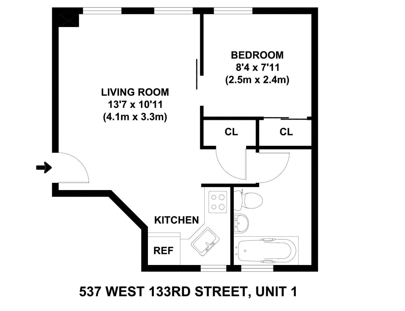 Floorplan for 537 West, 133rd Street, 1