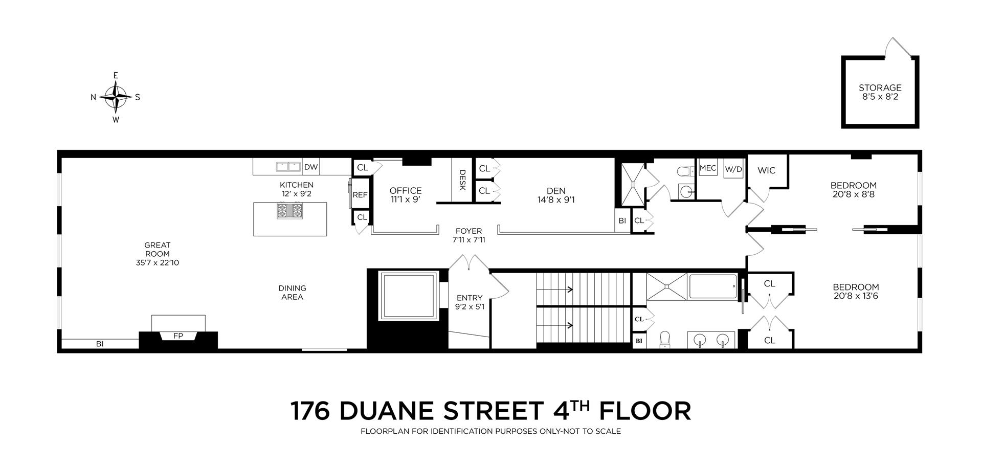 Floorplan for 176 Duane Street, 4