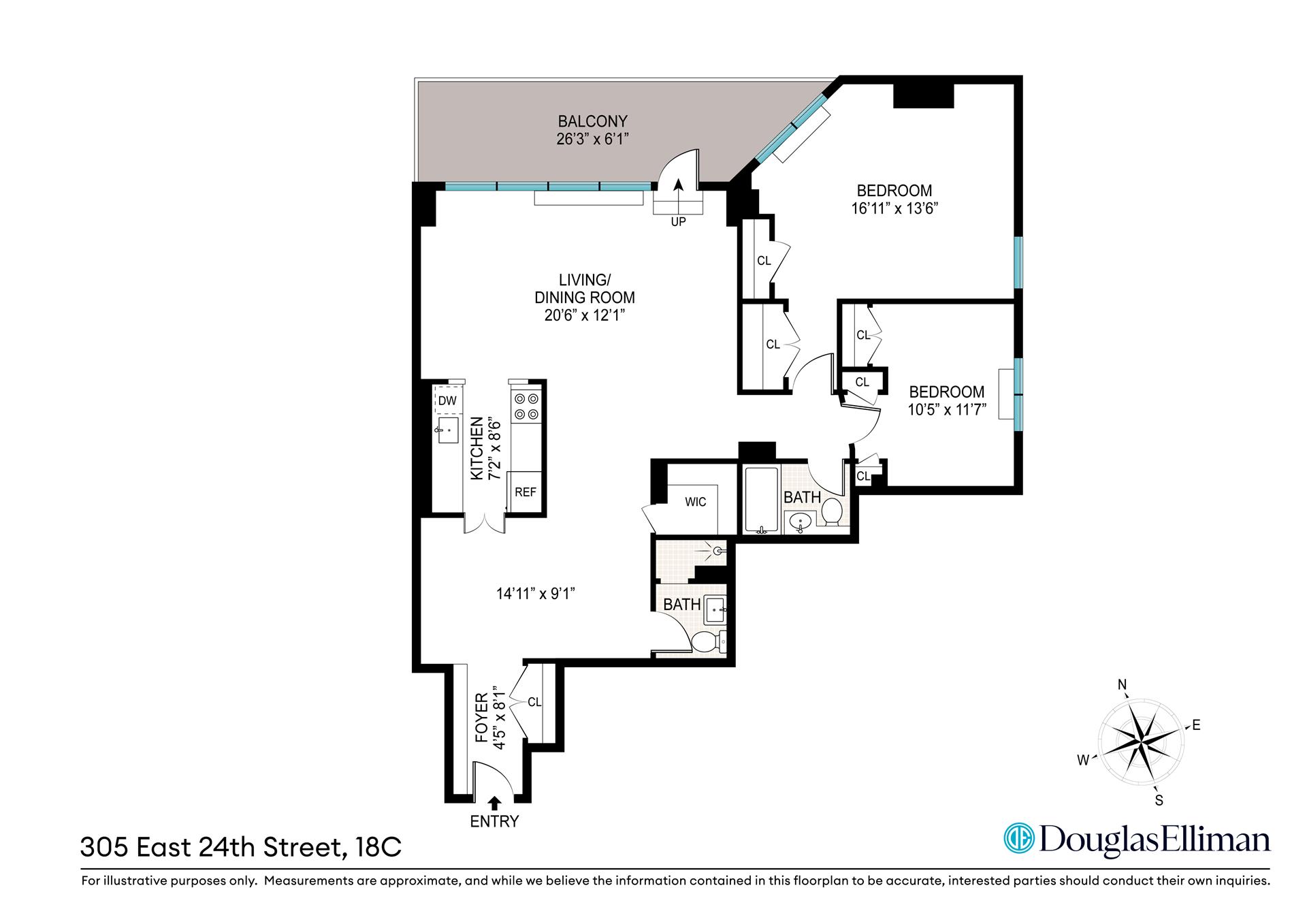 Floorplan for 305 East 24th Street, 18C